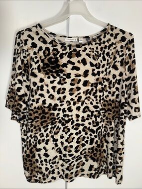 Susan Graver Leopard Print Top Casual Animal Print Women’s L Large